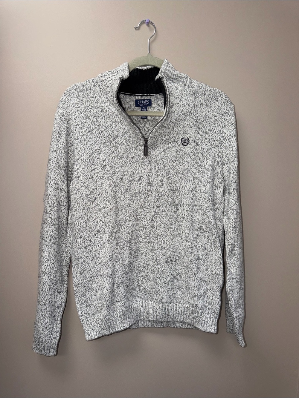 Chaps Boys Quarter-Zip Marled Gray Sweater